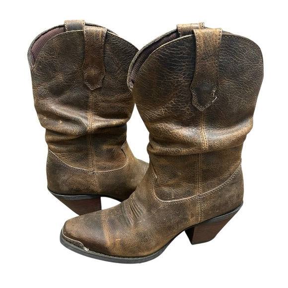 Durango Shoes - Durango RD3494 Women's 10" Crush  Brown Slouch Western Cowboy Boots Size 6.5